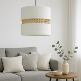 Boho Chic – White Fabric and Rattan LampShade-INL-SL-124